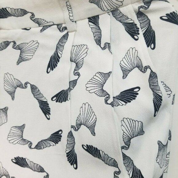 🪽Designer Women Sz S dress pant SAMSOE SAMSOE plumes pattern office pant White - Picture 6 of 10